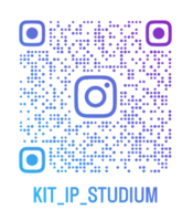 QR-Code mit Instagram-Logo und Text "KIT_IP_STUDIUM" für Instagram-Profil.