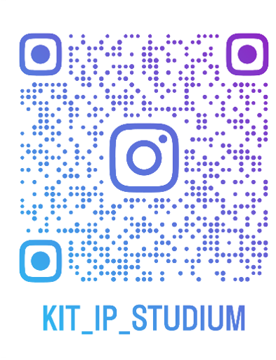 QR-Code mit Instagram-Logo und Text "KIT_IP_STUDIUM" für Instagram-Profil.