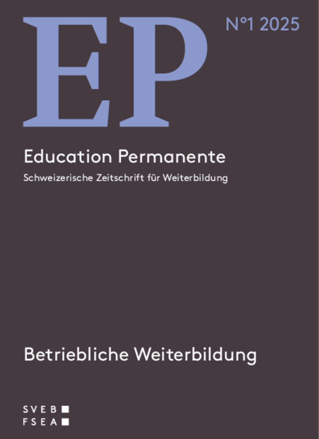 Titelseite der Schweizer Zeitschrift Education Permanente Nr. 1/2025 zu betrieblicher Weiterbildung.